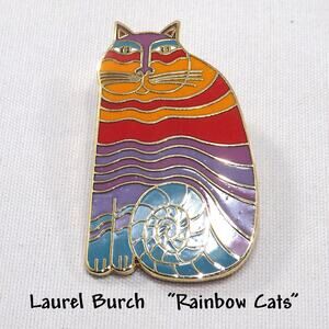 Laurel Burch "Rainbow Cats" Brooch, 1980s Vintage Jewelry